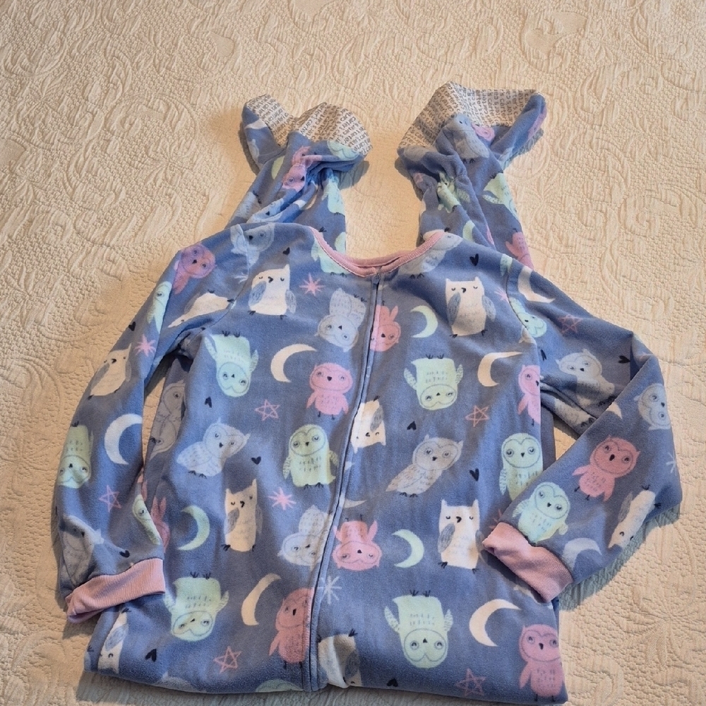 Carter's girls size 14 fleece owl footie pajama VGUC